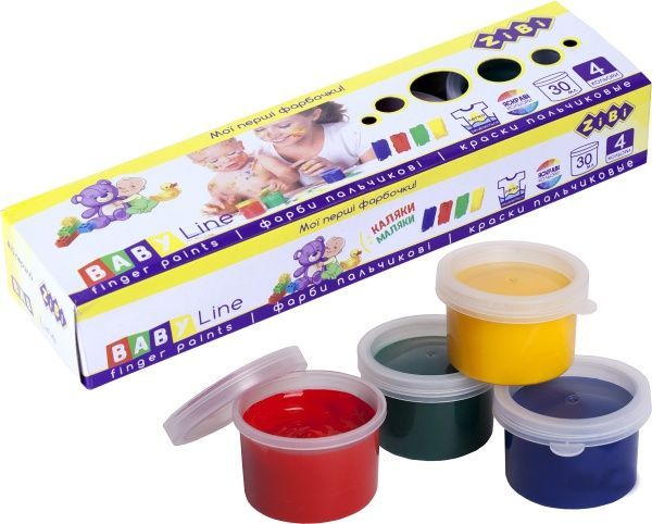 Краски пальчиковые Baby Line 4 цвета по 30 мл ZB.6564 ZiBi