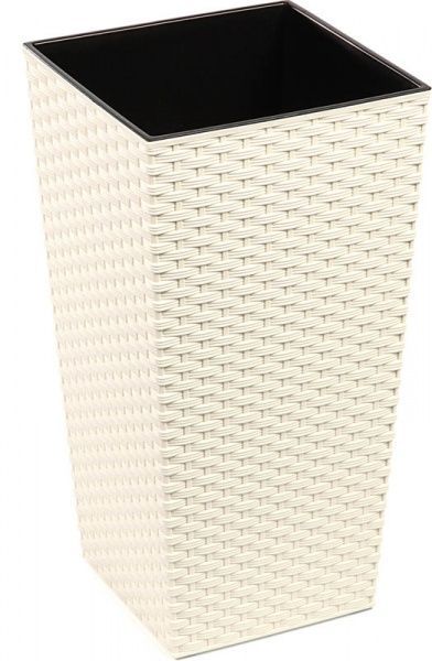 Горшок Lamela Финезия ротанг 300 квадратный кремовый 