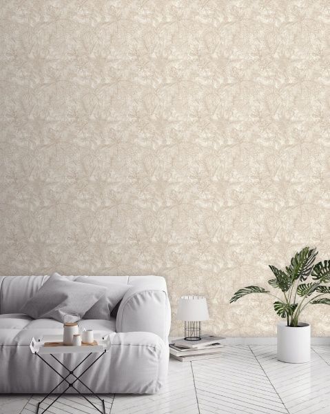 Шпалери вінілові гарячого тиснення Decoprint leaf beige EP1051 0,53x10,05 м 