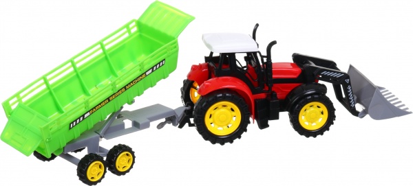 Игровой набор Shantou фермерский трактор с прицепом и фигурками красный JY238803