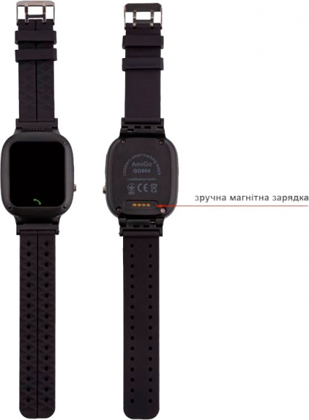 Смарт-часы AmiGo GO004 Splashproof Camera+LED black (882418)
