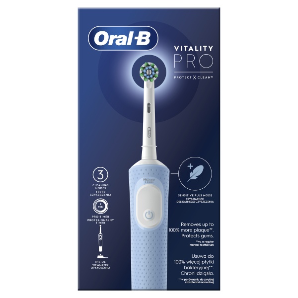 Электрическая зубная щетка Oral-B Vitality Pro Protect X Clean Голубая