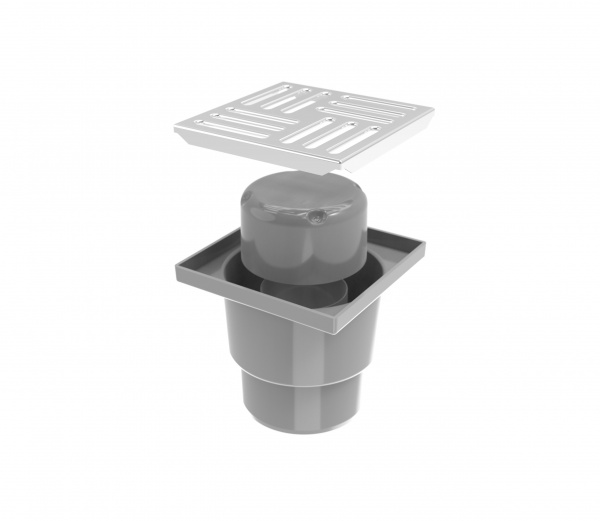 Душевой трап Water House с решеткой из нержавеющей стали 150х150 мм с вертикальным выпуском DN 110