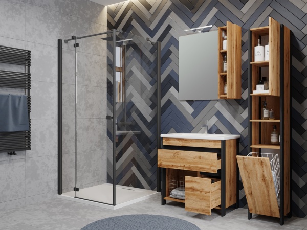 Пенал для ванной комнаты ЮВЕНТА Bronx BrxP-190 дуб вотан