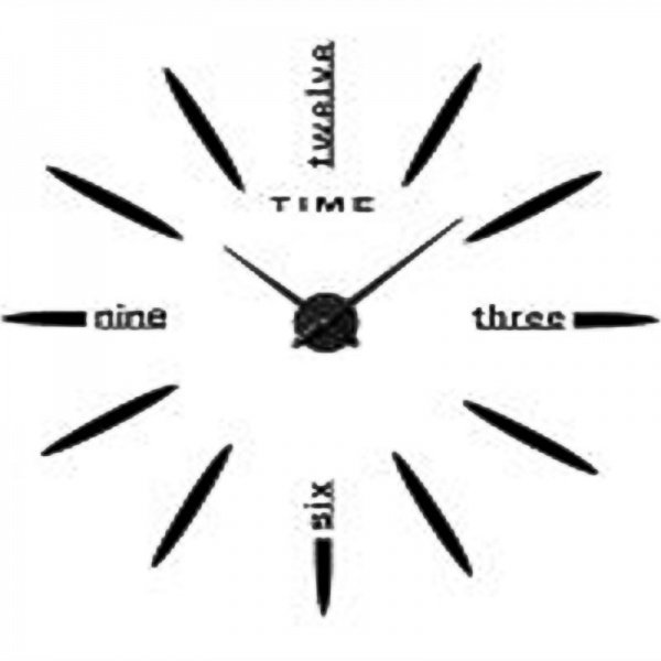 Часы настенные 3D DIY Time буквы черный 60х60 см