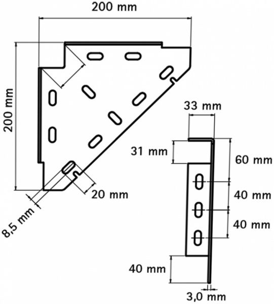 Соединитель треугольный RapidRail 200х200 мм