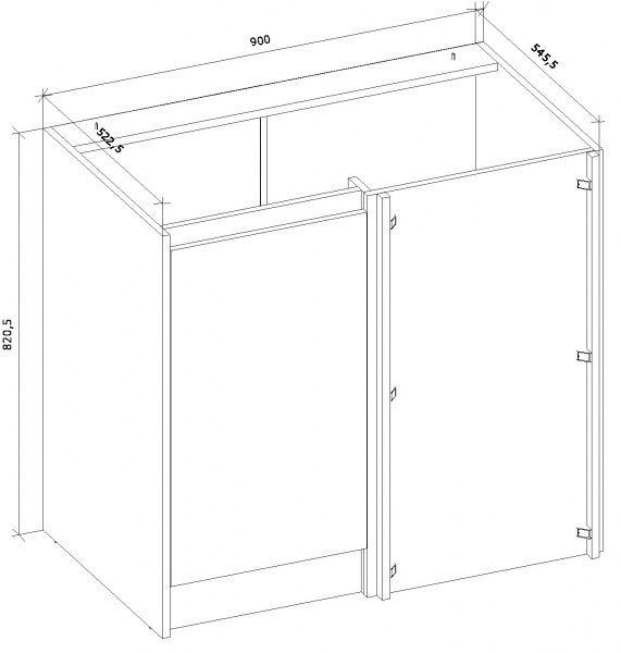 Тумба нижняя угловая МС Идея Лофт НЩУЛ (левый) 90/82/525 универсальная щит бетон Грейд