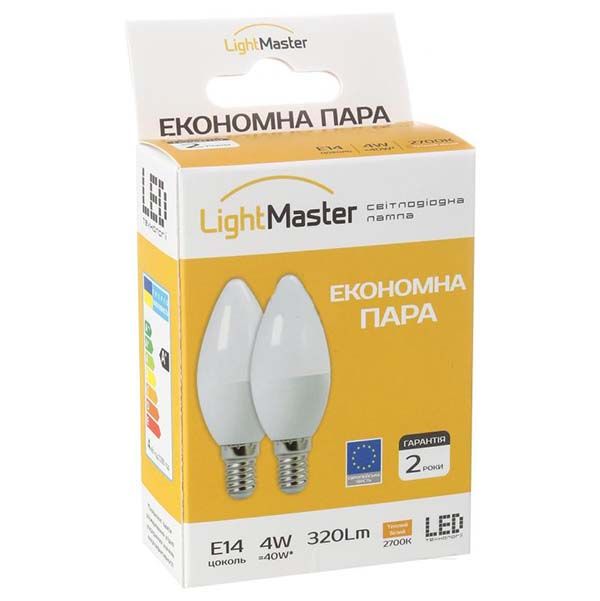 Лампа LED LightMaster LB-573 C37 4 Вт E14 2700K 2 шт