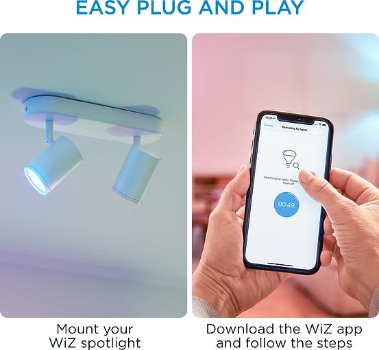 Світильник світлодіодний WiZ IMAGEO Spots 2x5W 2200-6500K RGB Wi-Fi білий (929002658801) 