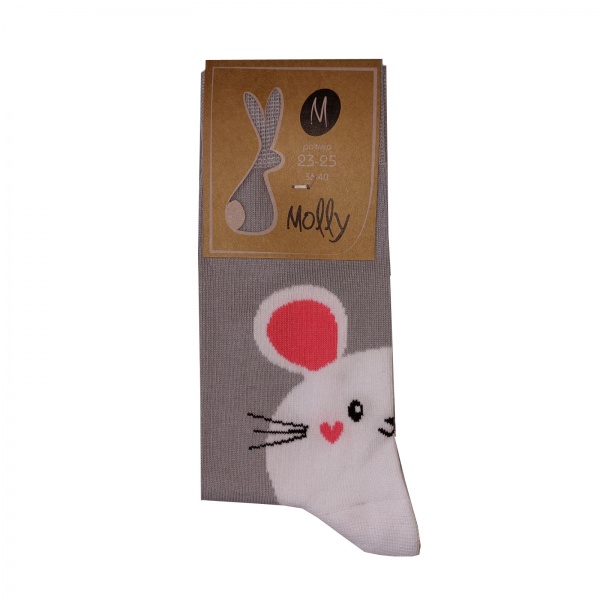 Шкарпетки жіночі Molly Мишка р. 23 сірий 