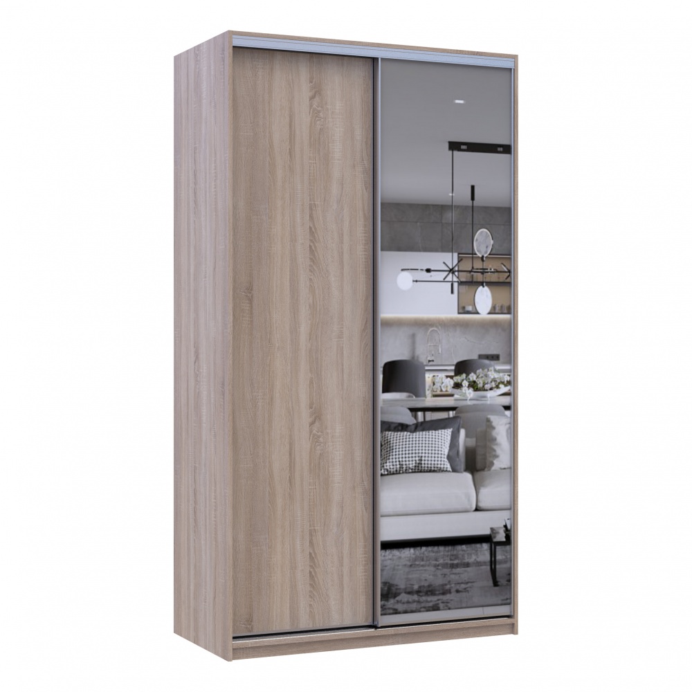 Шафа-купе Сіті Лайт Doros дзеркалоДСП 1,2 м 1200x600x2250 мм дуб сонома двері ДСП/дзеркало
