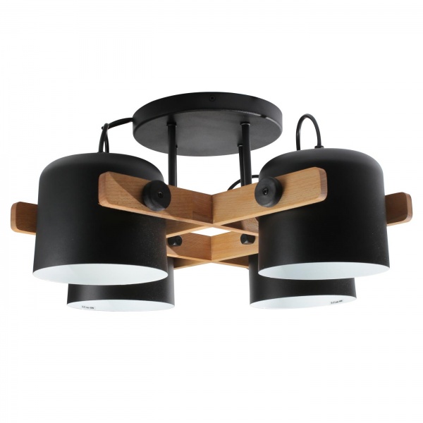 Світильник стельовий Светкомплект LOFT CRL 4x40 Вт E27 чорний/дерево 