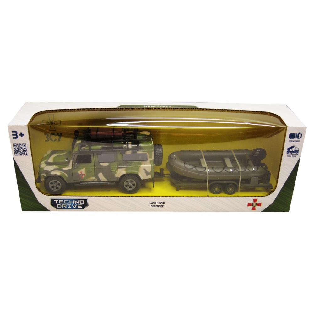 TechnoDrive 1:32 Land Rover Defender Mилитари (с лодкой) 520191.270