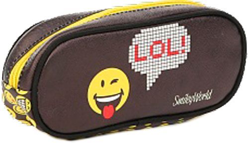 Пенал косметичка LOL Smiley коричневый с рисунком