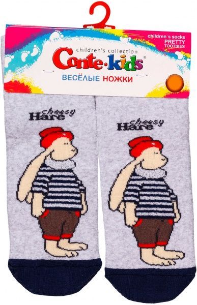 Шкарпетки дитячі Conte-Kids ВЕСЕЛІ НІЖКИ (махрові, проти ковзання) мал. 294 17С-45СП р.18 світло-сірий з малюнком 