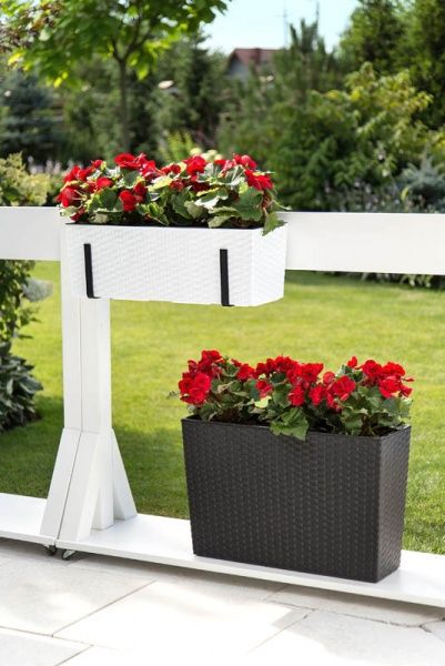 Горщик для квітів Lamela Бегонія ротанг прямокутний 37,7л білий 