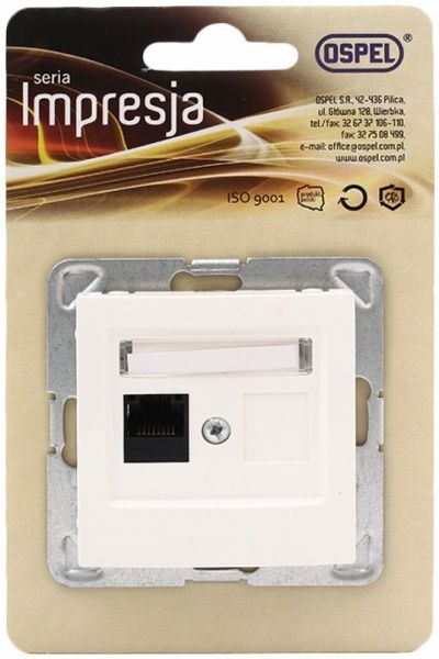 Розетка компьютерная Ospel Impresja kat. 5e Krone кремовый