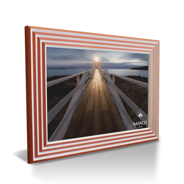 Рамка для фотографии со стеклом MARCO decor 4017 1 фото 21х30 см бело-оранжевый 