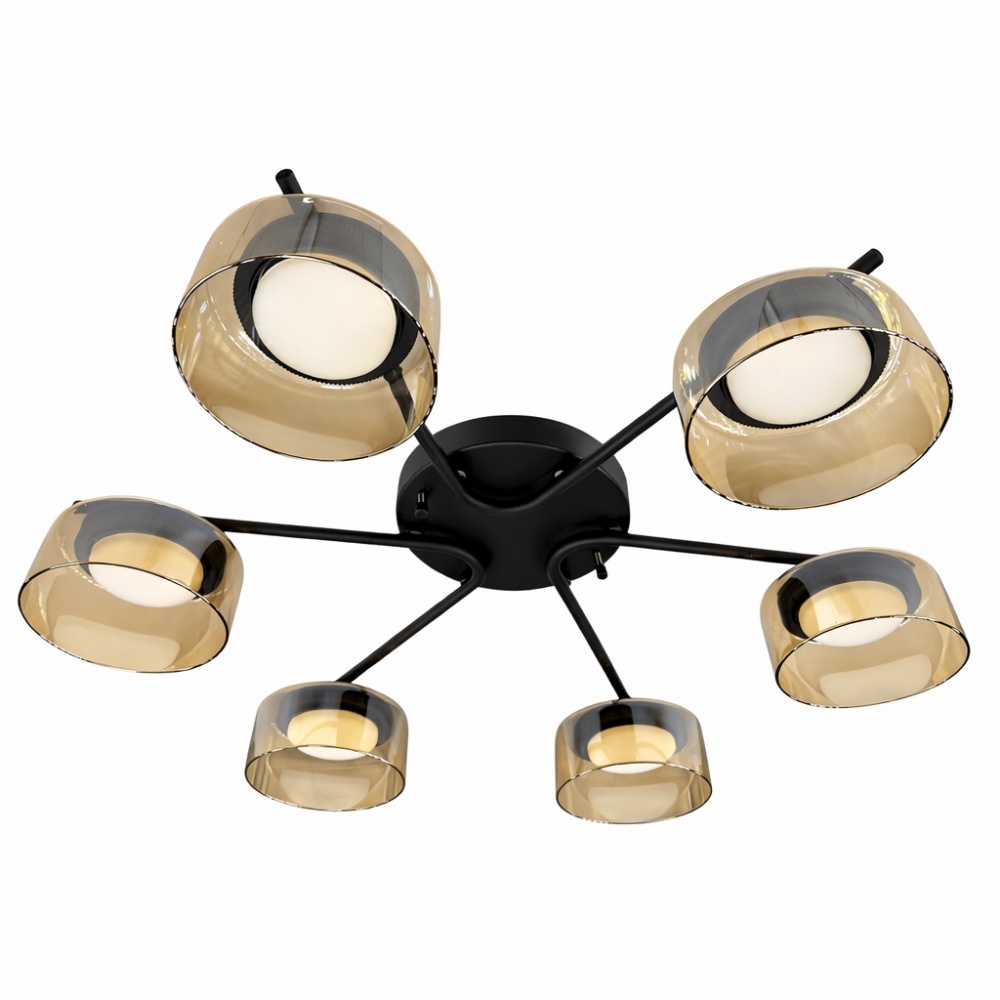 Люстра потолочная LIGHT SET DUSHA MS228 6x12 Вт GX53 черный/янтарь