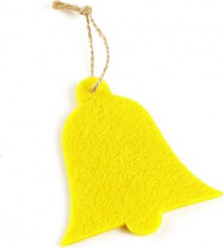 Декорация новогодняя Колокольчик фетр желтый 9х8см 