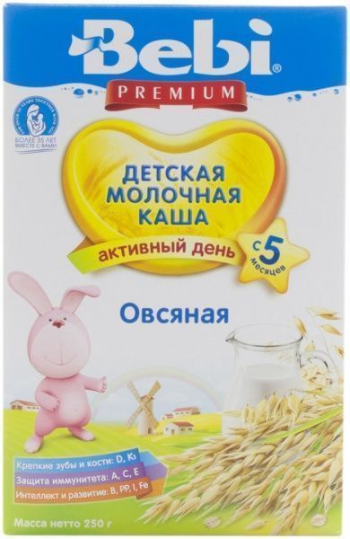 Каша молочна Bebi від 5 місяців вівсяна 3838600076319 250 г 