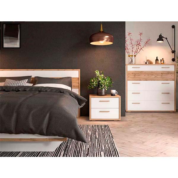 Комод Софро 1000 5Ш Синди белый/дуб вотан 