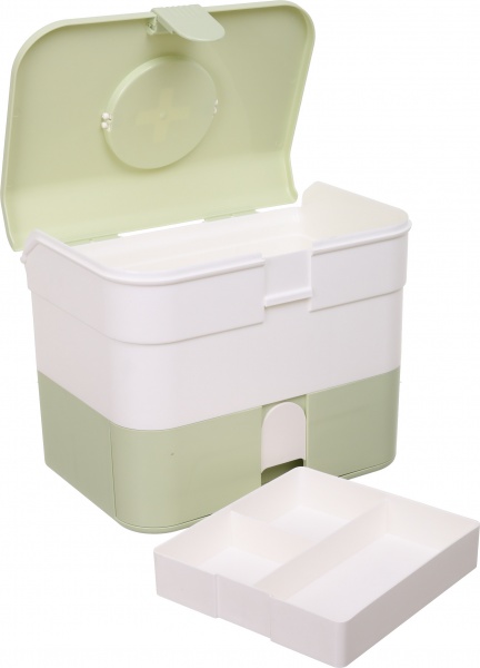 Органайзер для косметики многоуровневый с ящиками 32х20х25 см белыйзеленый 