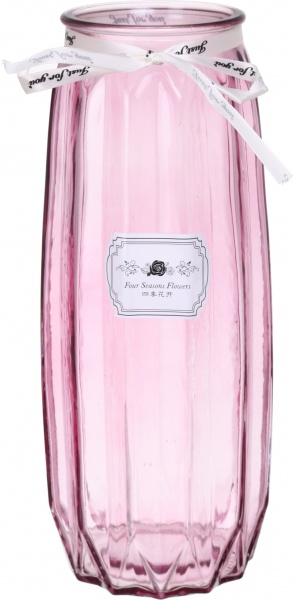 Ваза стеклянная розовая Crystal Terri 29 см YIWU