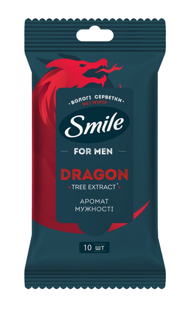 Влажные салфетки Smile for Men DRAGON с экстрактом дерева 10 шт.
