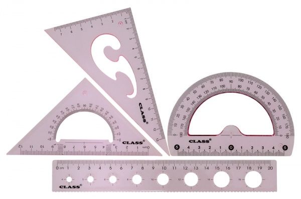 Набір лінійок 4 предмети в ПВХ-пеналі рожевий 9024-12 CLASS