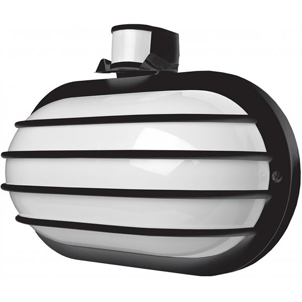 Світильник Euroelectric з решіткою та датчиком руху чорний