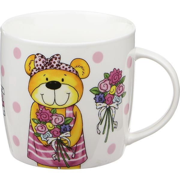 Чашка фарфоровая Keramia Медвежонок с игрушкой цветы 320 мл