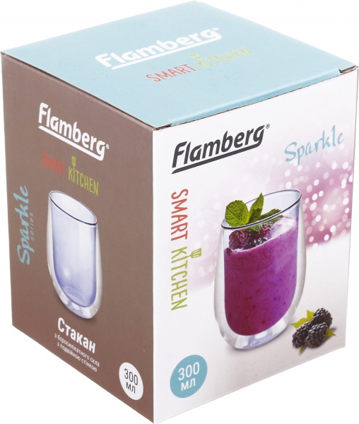 Стакан Sparkle Blue 300 мл 1 шт. Flamberg Smart Kitchen 