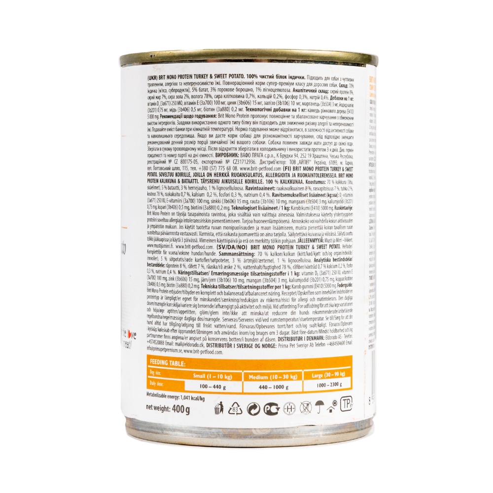 Консерва для собак для всех пород Brit Care Mono Protein индейка и батат 400 г