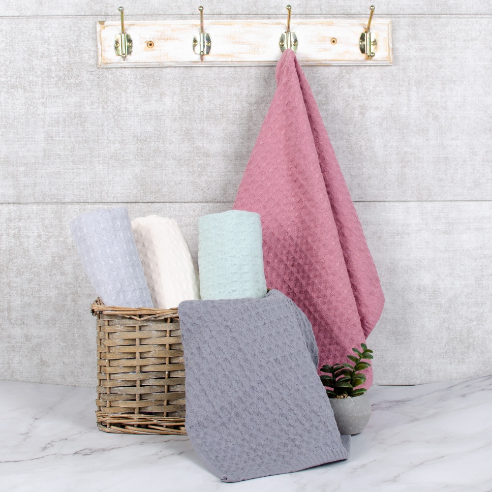 Полотенце вафельное 40x60 см розовый