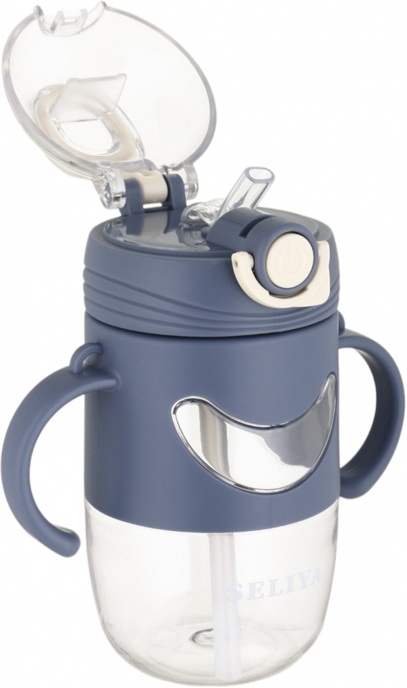 Пляшка для води SELIYA 420 мл з соломинкою та ремінцем колір в асортименті