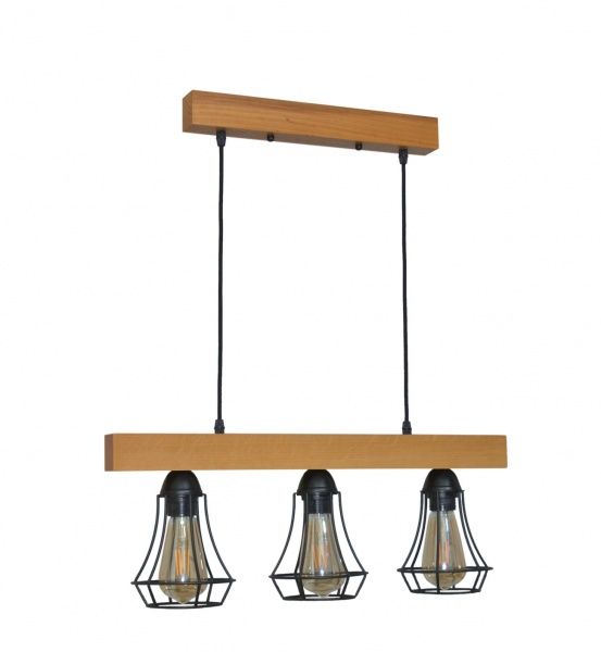 Підвіс Геотон Крона 0529-3 3x60 Вт E27 дерево світле 48748 