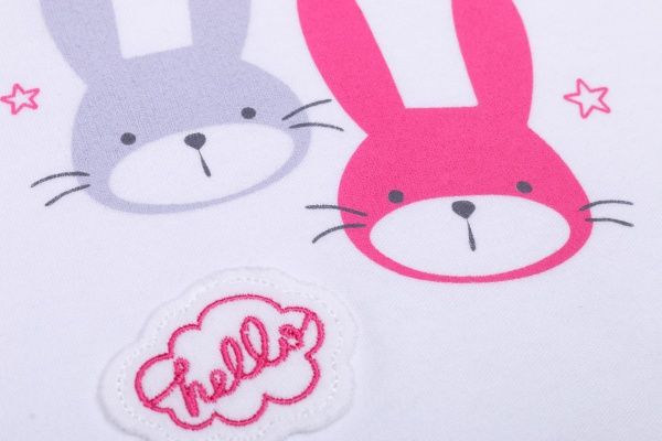Боди детское для девочки Baby Veres Hello Bunny цельный р.68 бело-розовый 