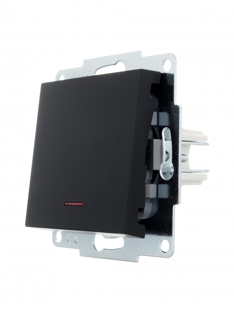 Вимикач одноклавішний Lezard Vesna з підсвіткою антрацит 742-4288-111