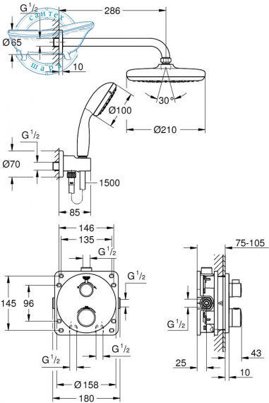 Душова система Grohe Precision Trend Vitalio Start 210 34733002T