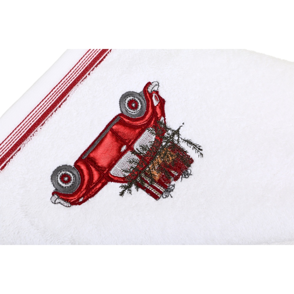 Набір рушників махрових Christmas Car 2 шт. 50x90 см білий із малюнком La Nuit