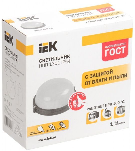 Світильник адміністративний IEK НПП1301 круг 60 Вт IP54 білий 
