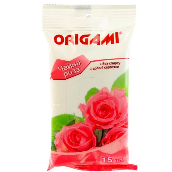 Влажные салфетки Origami Чайная роза 15 шт