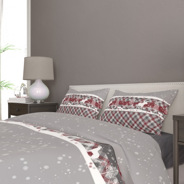 Комплект постельного белья Сказка евро бело-серый Rigel