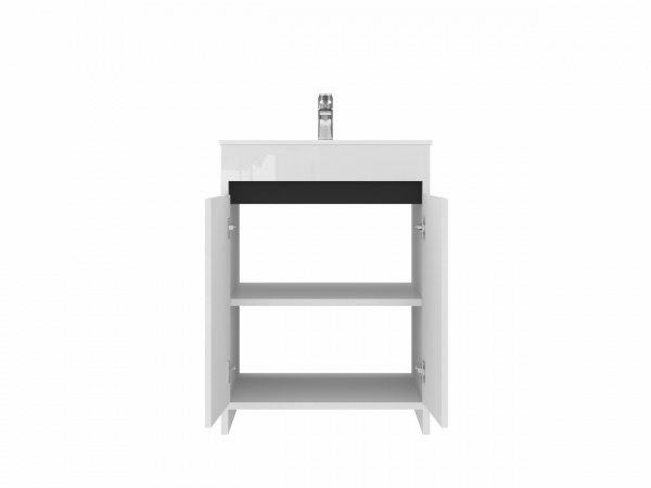 Тумба напольная ЮВЕНТА Lemgo - 60 на ножках белая с умывальником 