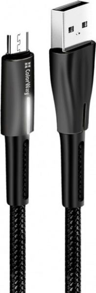 Кабель ColorWay USB - MicroUSB Zinc Alloy + Led 2.4А 1 м black 