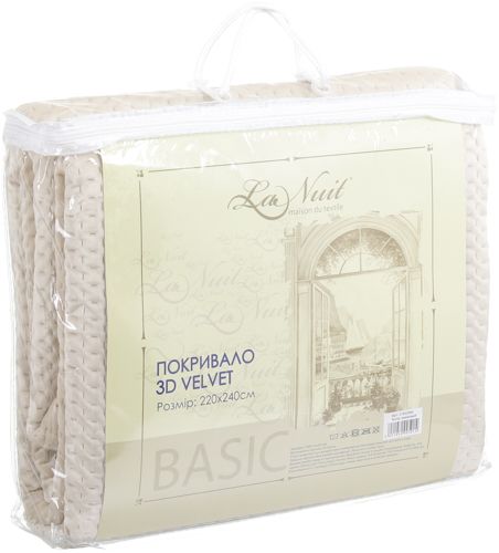 Покривало Basic 3D Velvet 220x240 см La Nuit кремовий 