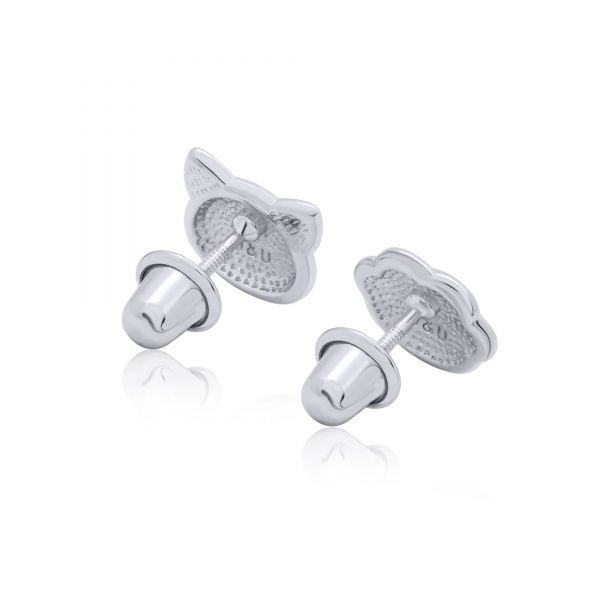 Сережки-пусети UMa&UMi Котик з лапкою кораловий