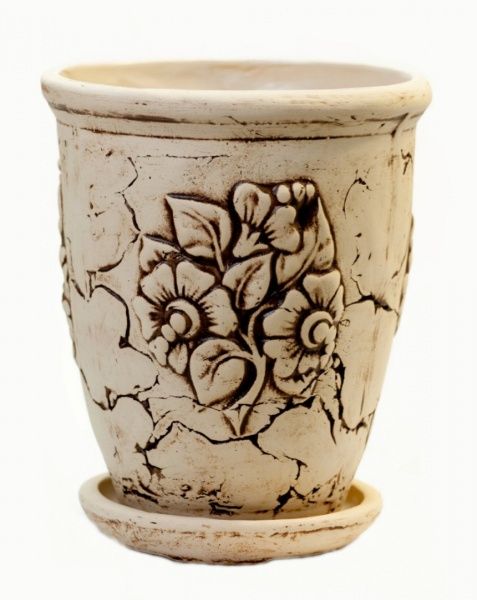 Горщик керамічний Квітка №2 круглий 3,8 л бежевий 