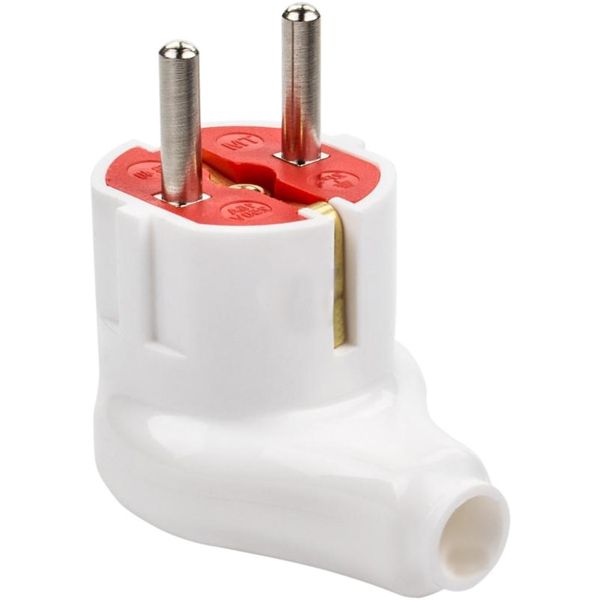 Вилка с заземлением L-образная Mutlusan белая